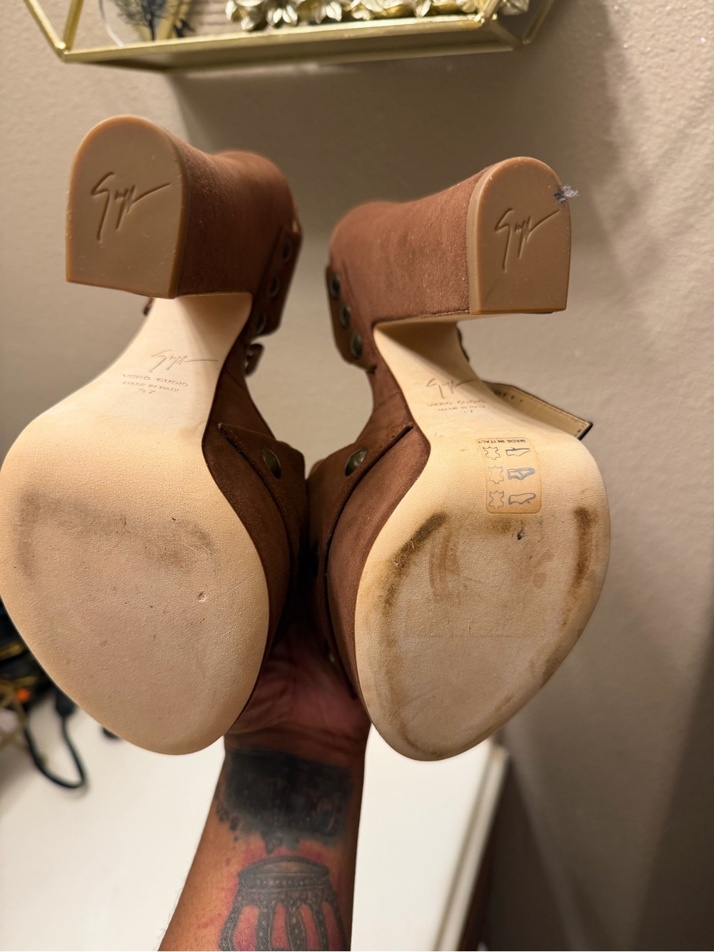 Giuseppe Zanotti Brown Suede Platform Slingback Sandals - Picture 4 of 4